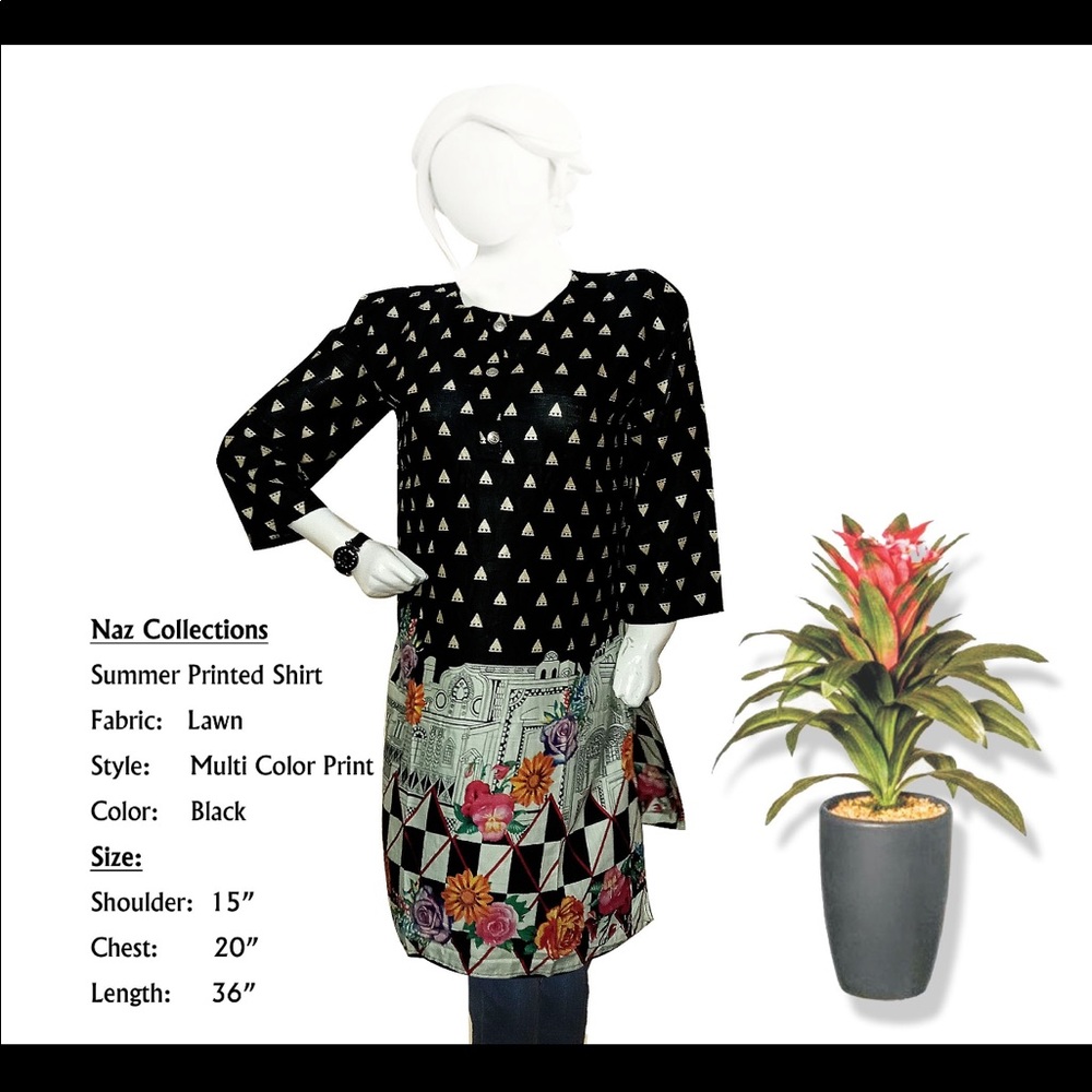 Pakistani lawn shirt size detail in pics